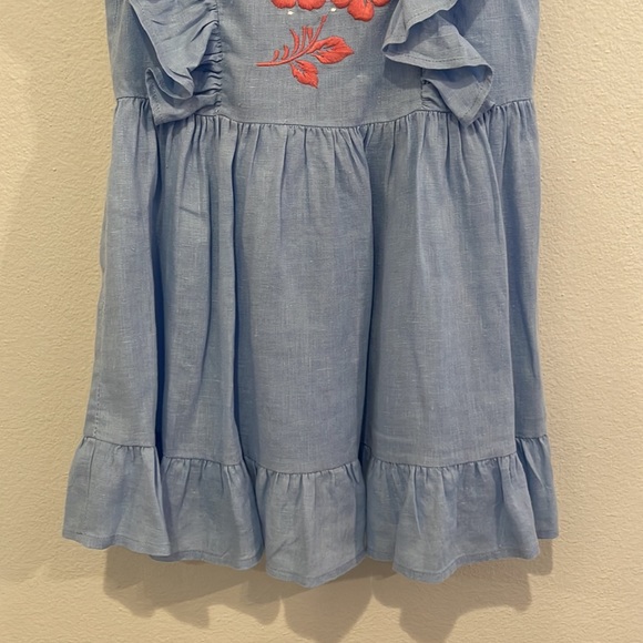EUC size 4 years Pili Carrera Blue Linen Pinafore Dress! - Picture 5 of 15